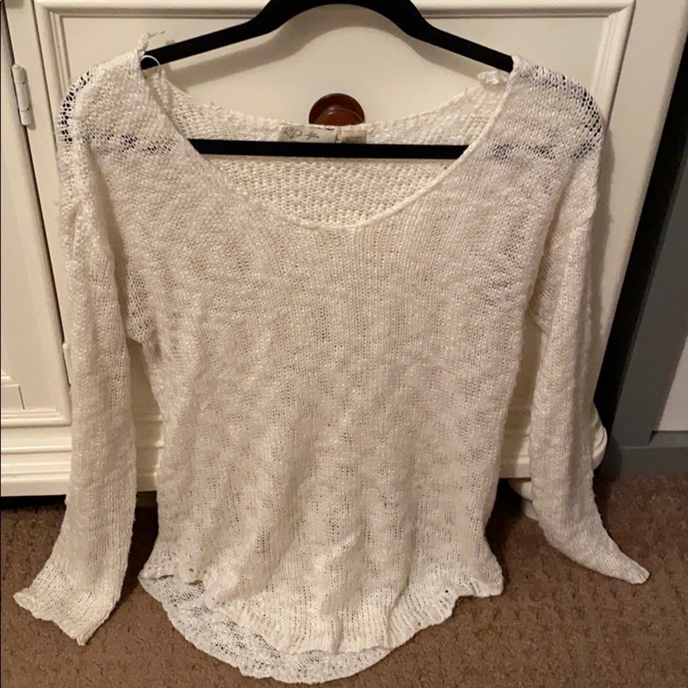 White Scoop-neck knit Sweater